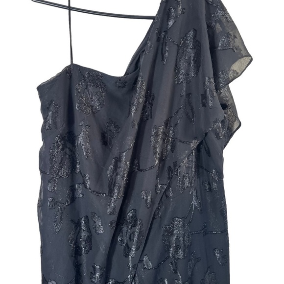 ADRIANNA PAPELL Plus Size Black Floral Chiffon One-Shoulder Jumpsuit - Picture 5 of 12